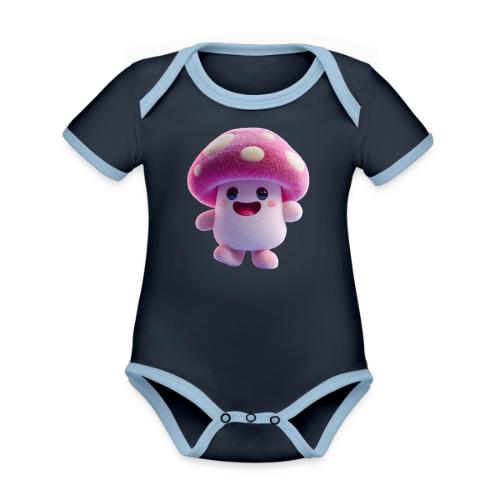 Mushroom: Purple Forest Friend - Organic Contrast SS Baby Bodysuit