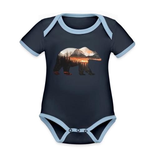 Canada Bear: fiery tones - Organic Contrast SS Baby Bodysuit