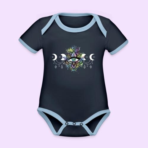 Third Eye Mandala - Moon Cycle Design - Organic Contrast SS Baby Bodysuit