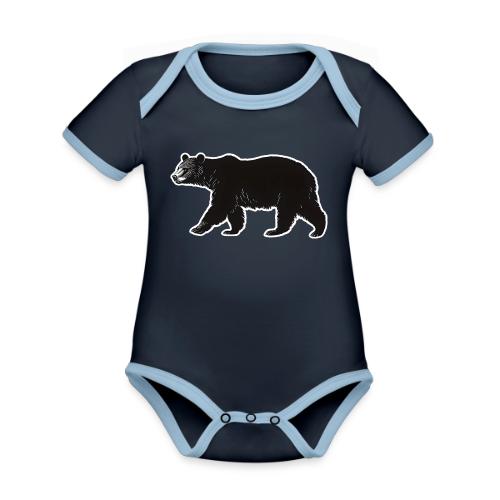 Midnight Black Bear - Organic Contrast SS Baby Bodysuit