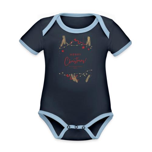 Merry Christmas Typography Design - Organic Contrast SS Baby Bodysuit