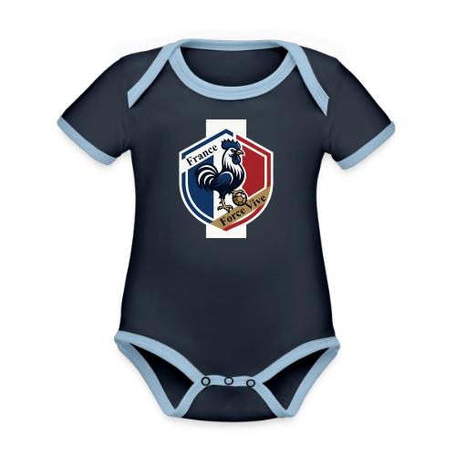 France Rooster T-Shirt, Bleu-Blanc-Rouge gift - Organic Contrast SS Baby Bodysuit