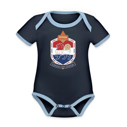 Netherlands Lion Crest T-Shirt, Dutch Badge Gift - Organic Contrast SS Baby Bodysuit