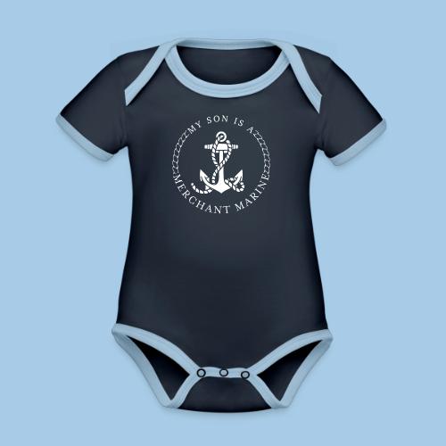 MY SON IS A MERCHANT MARINE - Organic Contrast SS Baby Bodysuit