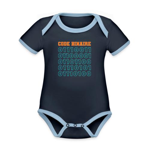 Hi in binary code - Organic Contrast SS Baby Bodysuit