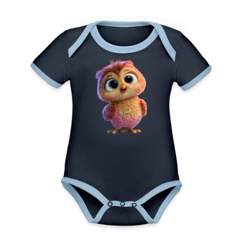 Adorable Baby Owl with Big Eyes - Organic Contrast SS Baby Bodysuit