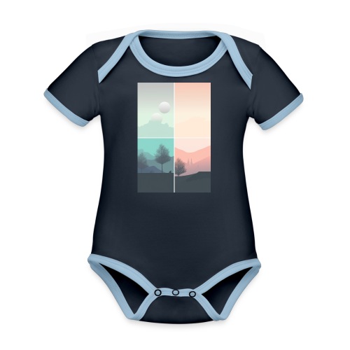 Travelling through the ages - Organic Contrast Short Sleeve Baby Bodysuit