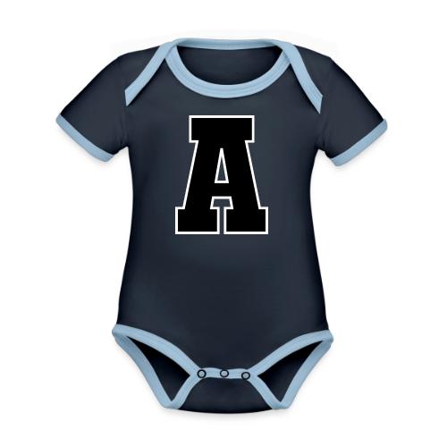 Varsity Letter A Athletic Monogram Design - Organic Contrast SS Baby Bodysuit