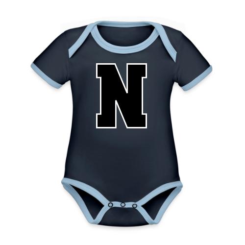 Varsity Letter N Athletic Font Graphic - Organic Contrast SS Baby Bodysuit