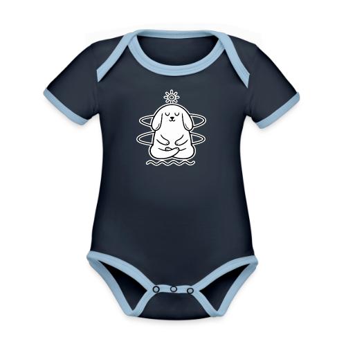 Cute Meditating Bunny Zen Yoga Animal - Organic Contrast SS Baby Bodysuit