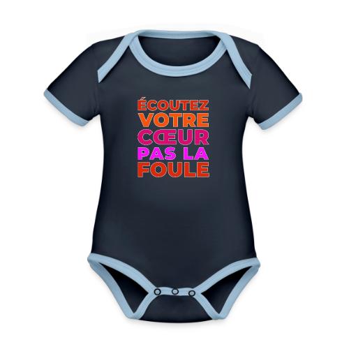 Heart first - Organic Contrast SS Baby Bodysuit