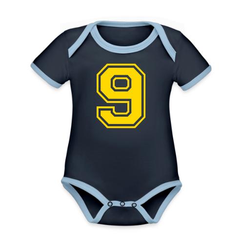 Number 9 in a classic athletic collegiate font - Organic Contrast SS Baby Bodysuit