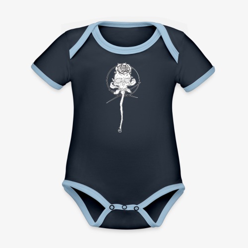 Rose skull black - Organic Contrast SS Baby Bodysuit