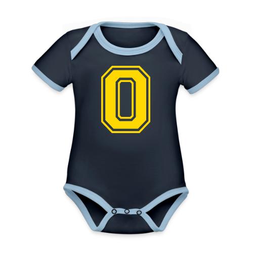 Letter O – Capital Athletic Alphabet Monogram - Organic Contrast SS Baby Bodysuit