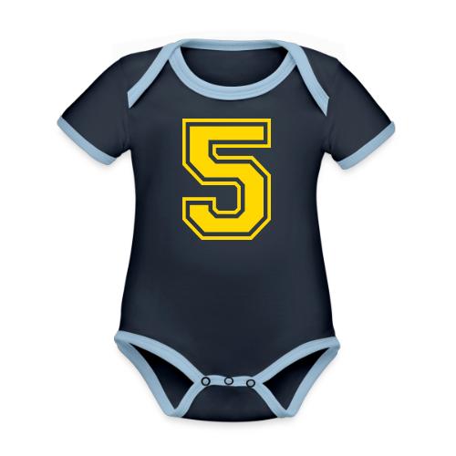 Number 5 in a classic athletic collegiate font - Organic Contrast SS Baby Bodysuit