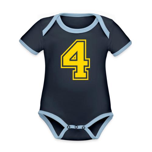 Number 4 in a classic athletic collegiate font - Organic Contrast SS Baby Bodysuit