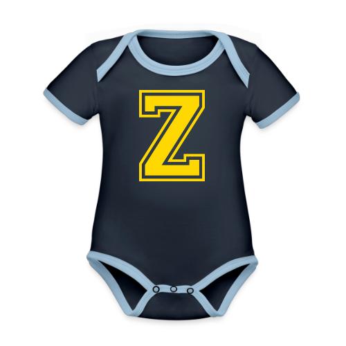 Letter Z – Capital Athletic Alphabet Monogram - Organic Contrast SS Baby Bodysuit