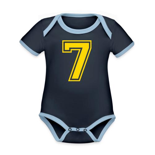 Number 7 in a classic athletic collegiate font - Organic Contrast SS Baby Bodysuit