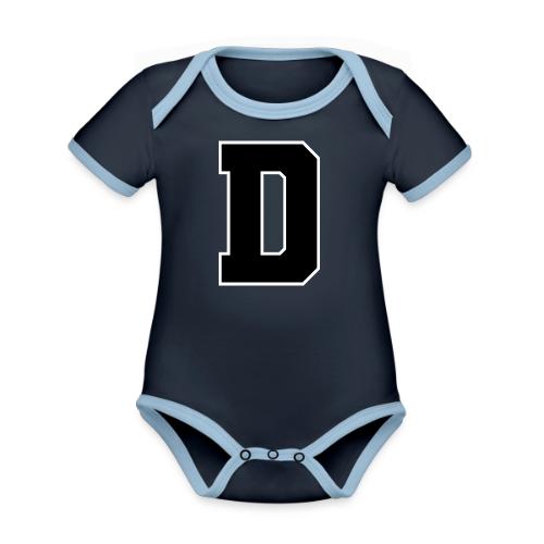 Varsity Letter D Athletic Alphabet Design - Organic Contrast SS Baby Bodysuit