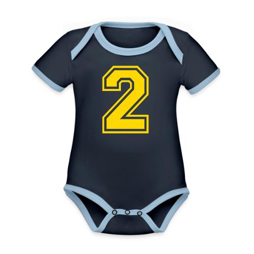 Number 2 in a classic athletic collegiate font - Organic Contrast SS Baby Bodysuit