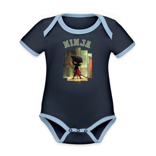 Cute Ninja Attack - Organic Contrast SS Baby Bodysuit