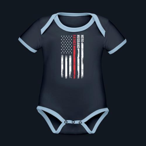 American Best Dad Hero Husband Father - Organic Contrast SS Baby Bodysuit