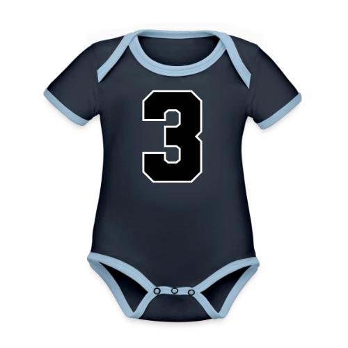 Varsity Number 3 Athletic Font - Organic Contrast SS Baby Bodysuit