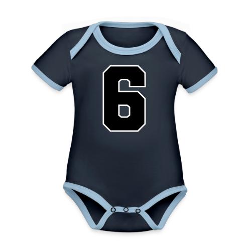 Varsity Number 6 Sports Font - Organic Contrast SS Baby Bodysuit