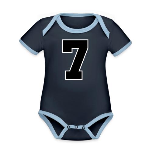 Varsity Number 7 Athletic Look - Organic Contrast SS Baby Bodysuit