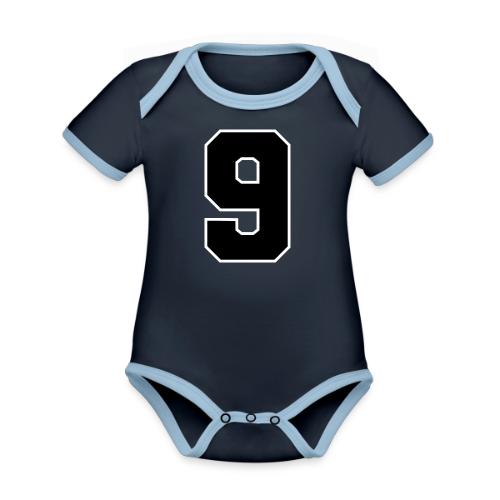 Varsity Number 9 Athletic Font - Organic Contrast SS Baby Bodysuit