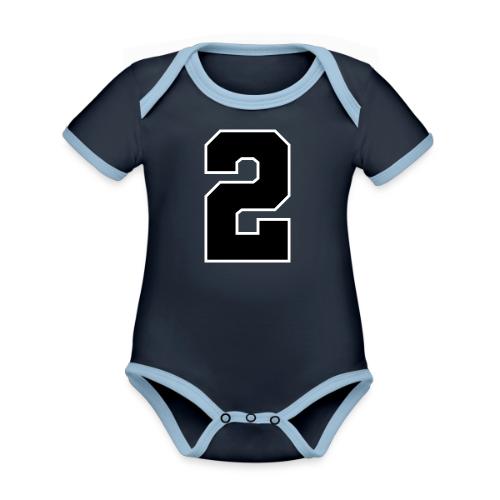 Varsity Number 2 Sports Design - Organic Contrast SS Baby Bodysuit