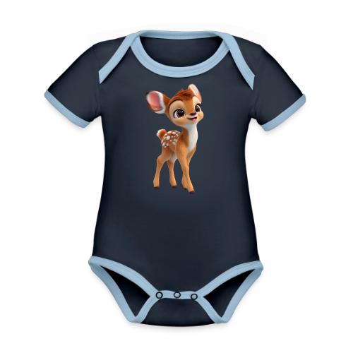 Sweet 3D Baby Deer with Big Eyes - Organic Contrast SS Baby Bodysuit