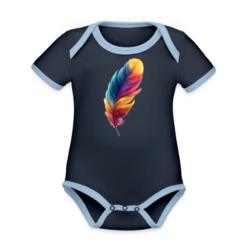 Rainbow Flight Feather - Organic Contrast SS Baby Bodysuit