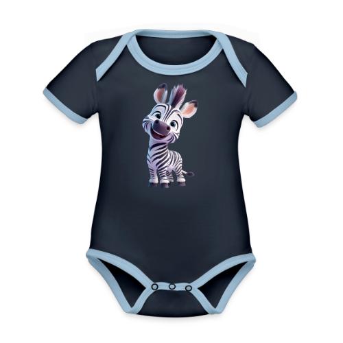Playful 3D Baby Zebra Smiling Brightly - Organic Contrast SS Baby Bodysuit