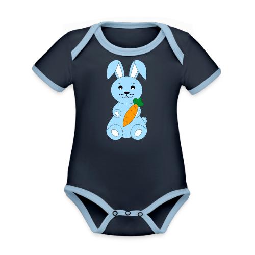 Cute Blue Bunny — Newborn Baby and Nursery Gift - Organic Contrast SS Baby Bodysuit