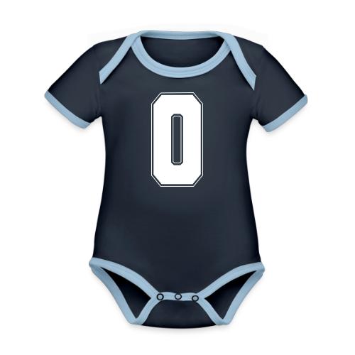 White Letter O – Varsity Alphabet Monogram - Organic Contrast SS Baby Bodysuit