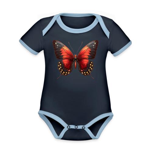 Bright Red, Black, and Yellow Butterfly - Organic Contrast SS Baby Bodysuit