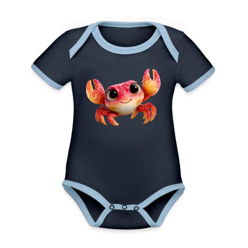 Cheerful Red Baby Crab Character - Organic Contrast SS Baby Bodysuit