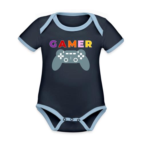 Colorful Gamer Controller Graphic - Organic Contrast SS Baby Bodysuit