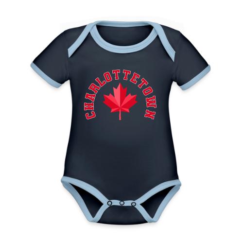 Charlottetown with maple leaf - Organic Contrast SS Baby Bodysuit