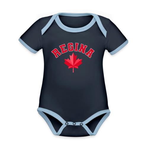 Regina with maple leaf - Organic Contrast SS Baby Bodysuit