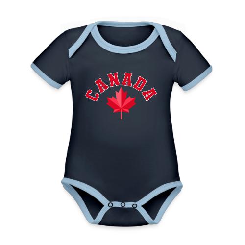Canada with maple leaf - Organic Contrast SS Baby Bodysuit