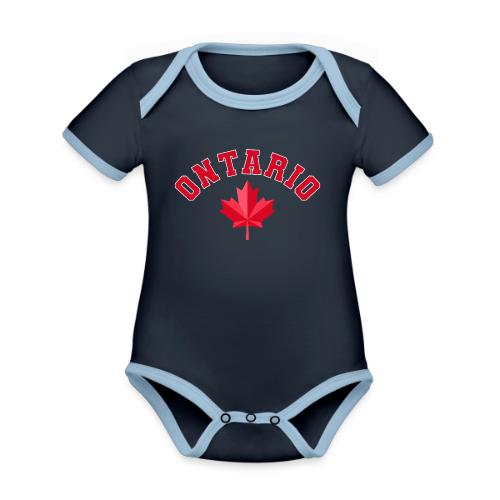 Ontario with maple leaf - Organic Contrast SS Baby Bodysuit