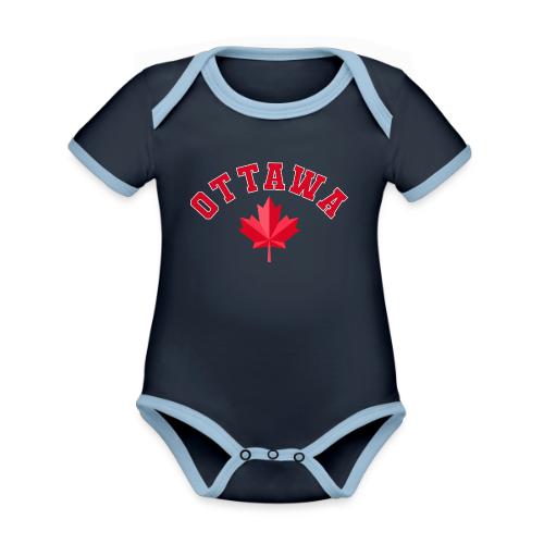 Ottawa with maple leaf - Organic Contrast SS Baby Bodysuit