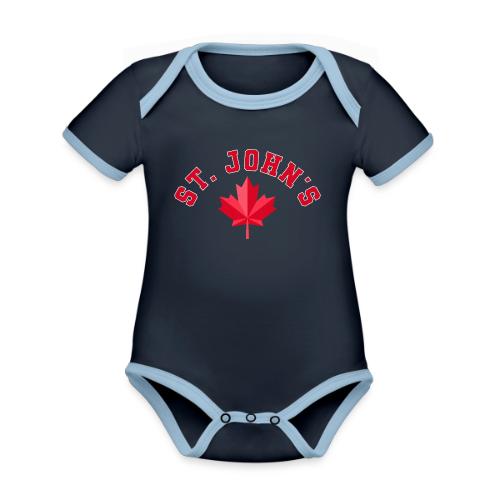 St. John's with maple leaf - Organic Contrast SS Baby Bodysuit
