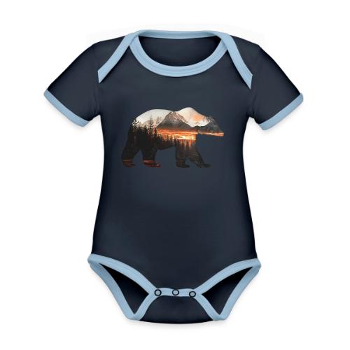 Canada Bear: fiery tones - Organic Contrast SS Baby Bodysuit