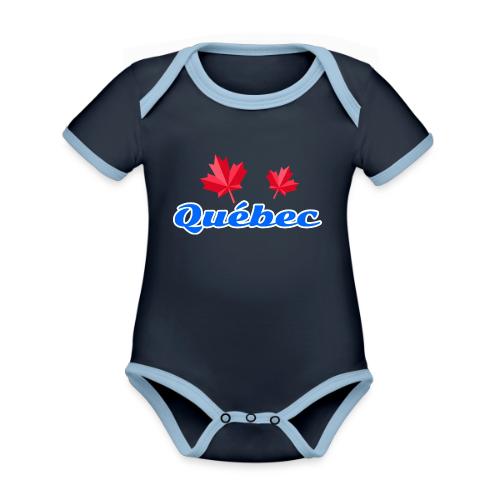 Québec with two red maple leaves - Organic Contrast SS Baby Bodysuit