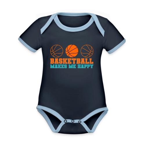 Basketball makes me happy - Organic Contrast SS Baby Bodysuit