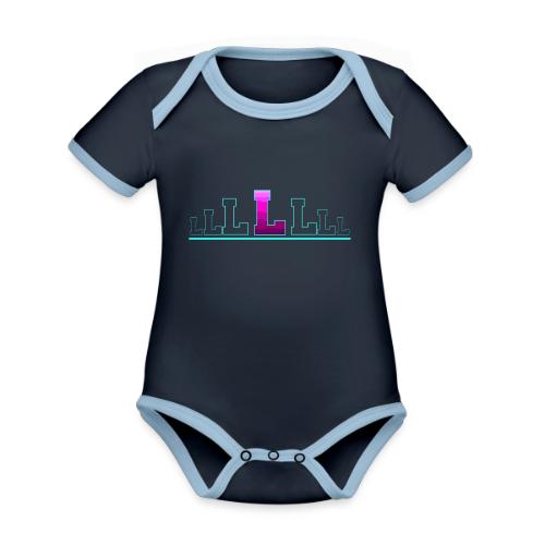 Letter L – Capital Varsity Alphabet Monogram - Organic Contrast SS Baby Bodysuit
