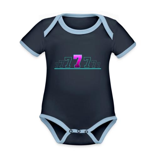 Number 7 in Magenta: Varsity Font - Organic Contrast SS Baby Bodysuit